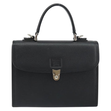 Burberrys Hand Bag Leather Black Silver Auth ep12314 - 0