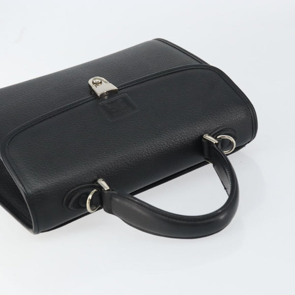 Burberrys Hand Bag Leather Black Silver Auth ep12314