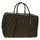 FENDI Zucca Canvas Boston Bag Black Brown Auth ep12318-1