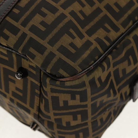 FENDI Zucca Canvas Boston Bag Black Brown Auth ep12318