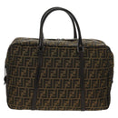 FENDI Zucca Canvas Boston Bag Black Brown Auth ep12318-13