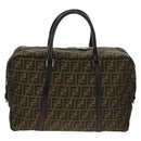 FENDI Zucca Canvas Boston Bag Black Brown Auth ep12318-2