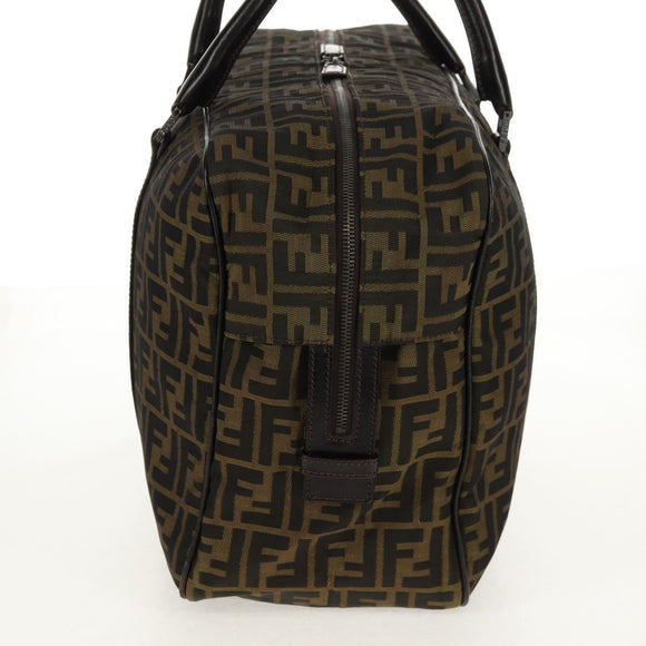 FENDI Zucca Canvas Boston Bag Black Brown Auth ep12318
