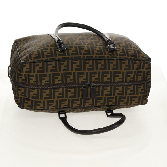 FENDI Zucca Canvas Boston Bag Black Brown Auth ep12318