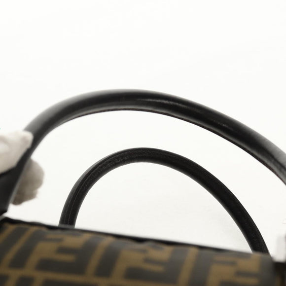 FENDI Zucca Canvas Boston Bag Black Brown Auth ep12318