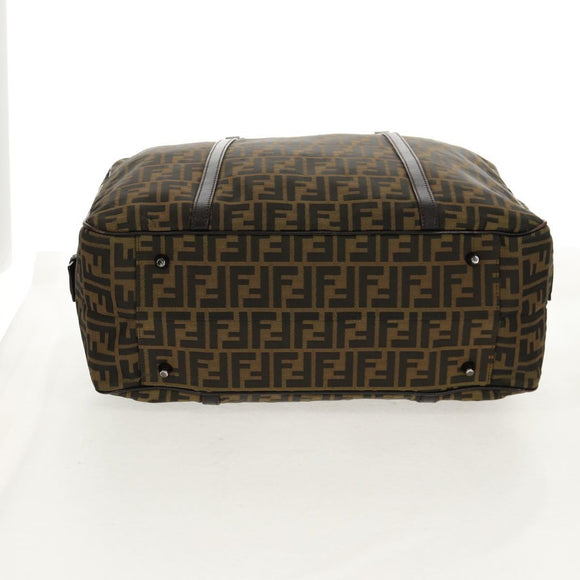 FENDI Zucca Canvas Boston Bag Black Brown Auth ep12318