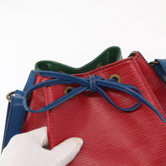 LOUIS VUITTON Epi Petit Noe Bag Tricolor Green Red blue M44147 LV Auth ep12319