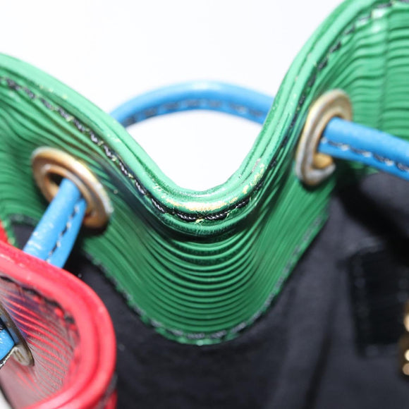 LOUIS VUITTON Epi Petit Noe Bag Tricolor Green Red blue M44147 LV Auth ep12319