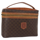 CELINE Macadam Canvas Vanity Pouch PVC Leather Brown Gold Auth ep12322-1