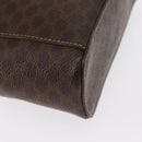 CELINE Macadam Canvas Vanity Pouch PVC Leather Brown Gold Auth ep12322-12