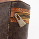 CELINE Macadam Canvas Vanity Pouch PVC Leather Brown Gold Auth ep12322-14