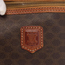 CELINE Macadam Canvas Vanity Pouch PVC Leather Brown Gold Auth ep12322-15