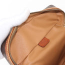CELINE Macadam Canvas Vanity Pouch PVC Leather Brown Gold Auth ep12322-17