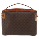 CELINE Macadam Canvas Vanity Pouch PVC Leather Brown Gold Auth ep12322-3