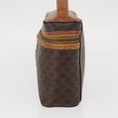 CELINE Macadam Canvas Vanity Pouch PVC Leather Brown Gold Auth ep12322-4