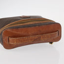 CELINE Macadam Canvas Vanity Pouch PVC Leather Brown Gold Auth ep12322-6