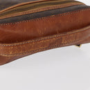 CELINE Macadam Canvas Vanity Pouch PVC Leather Brown Gold Auth ep12322-7