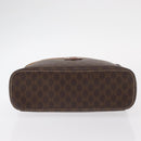 CELINE Macadam Canvas Vanity Pouch PVC Leather Brown Gold Auth ep12322-9