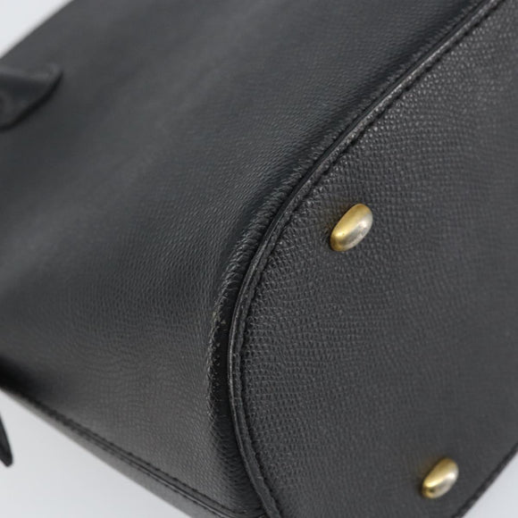 CELINE Hand Bag Leather Black Gold Auth ep12323