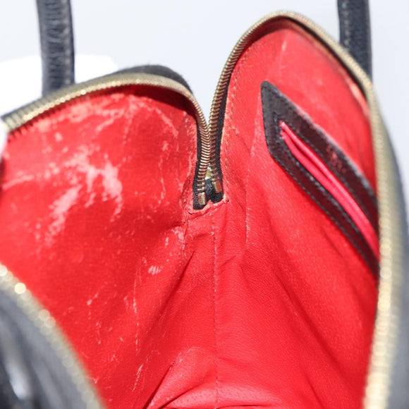 CELINE Hand Bag Leather Black Gold Auth ep12323