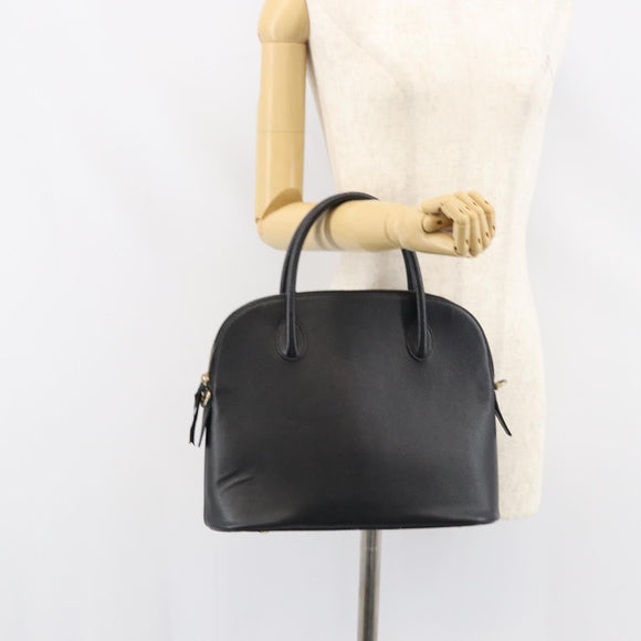 CELINE Hand Bag Leather Black Gold Auth ep12323