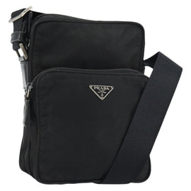 PRADA Shoulder Bag Nylon Silver Black Auth ep12328