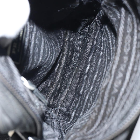 PRADA Shoulder Bag Nylon Silver Black Auth ep12328