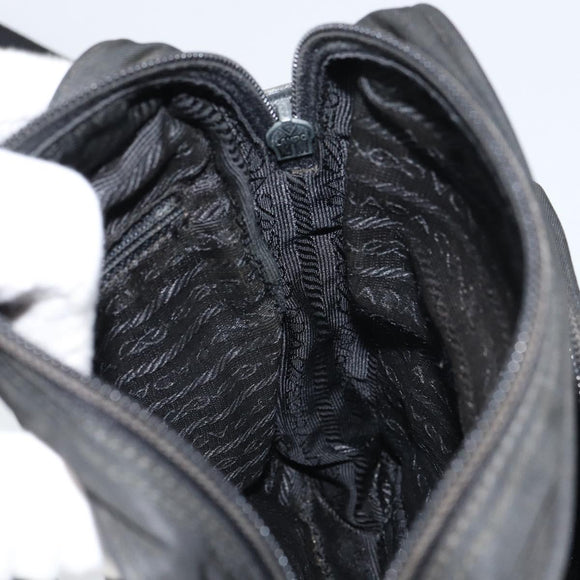 PRADA Shoulder Bag Nylon Silver Black Auth ep12328