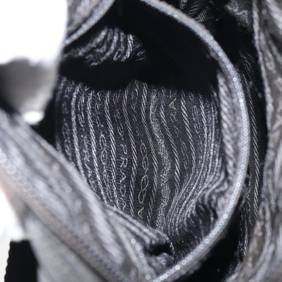 PRADA Shoulder Bag Nylon Silver Black Auth ep12328