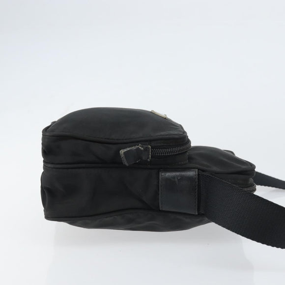 PRADA Shoulder Bag Nylon Silver Black Auth ep12328