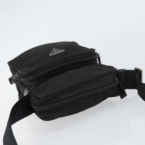PRADA Shoulder Bag Nylon Silver Black Auth ep12328