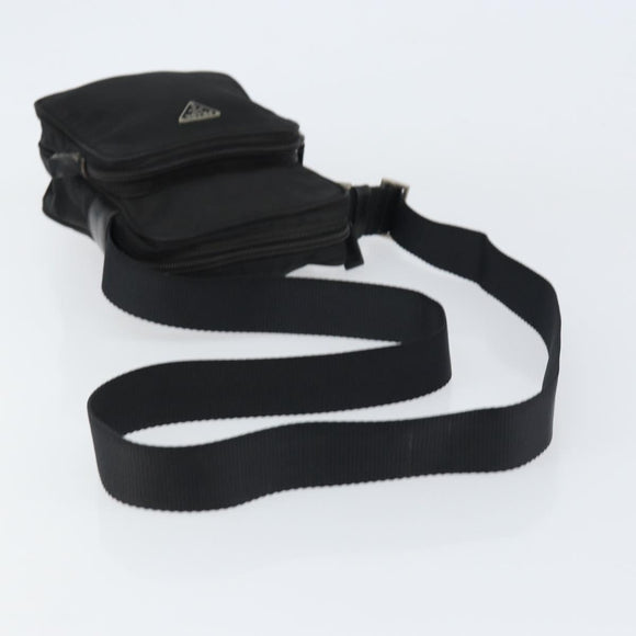 PRADA Shoulder Bag Nylon Silver Black Auth ep12328