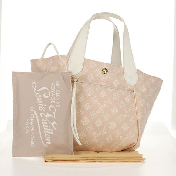 LOUIS VUITTON Monogram Beach Line Cabas Ipanema GM Bag Beige M95986 Auth ep12331