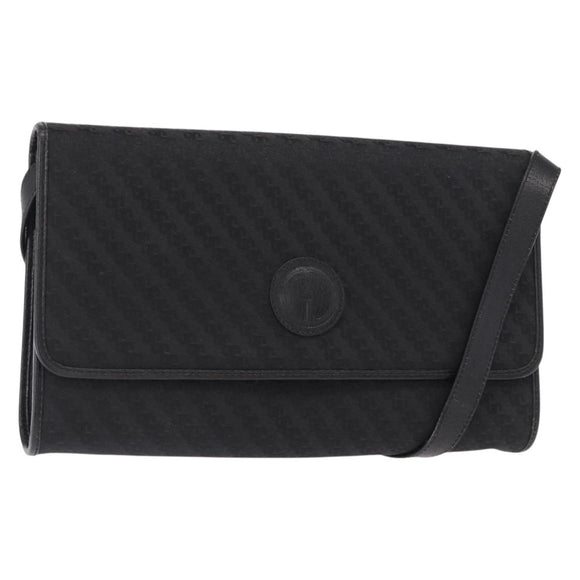 GUCCI Shoulder Bag Leather Canvas Black Gold 004 115 0289 Auth ep12335