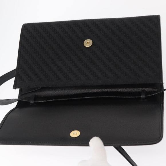 GUCCI Shoulder Bag Leather Canvas Black Gold 004 115 0289 Auth ep12335