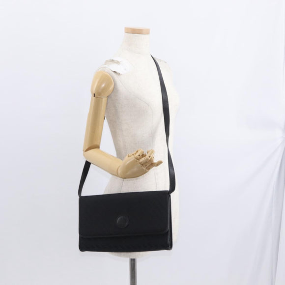 GUCCI Shoulder Bag Leather Canvas Black Gold 004 115 0289 Auth ep12335