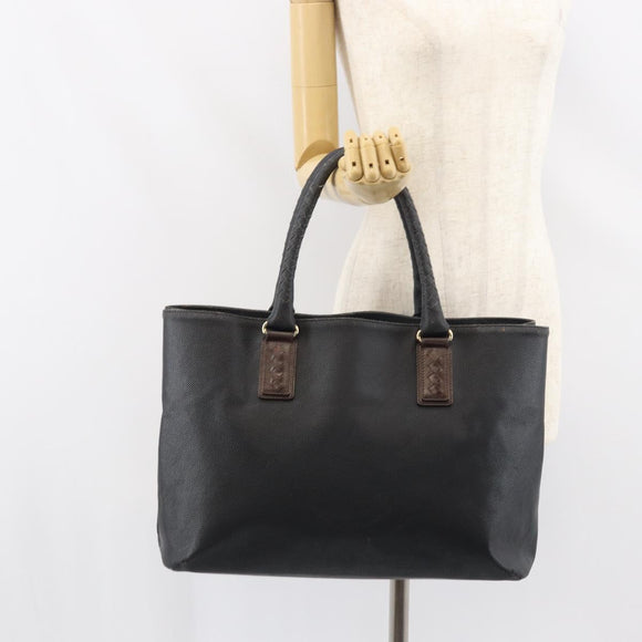 BOTTEGA VENETA Shopper Bag Leer Zwart Goud Auth ep12337