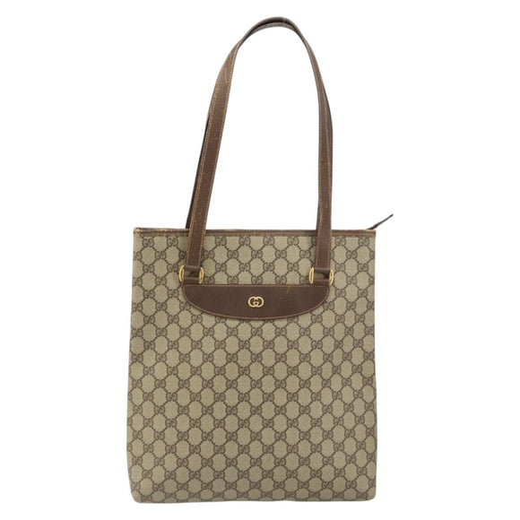 GUCCI GG Supreme Tote Bag PVC Beige Gold Auth ep12338