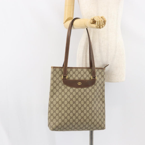 GUCCI GG Supreme Tote Bag PVC Beige Gold Auth ep12338