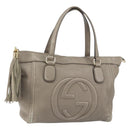 GUCCI Soho Tote Bag Leather Gray Gold 282307 Auth ep12345-1