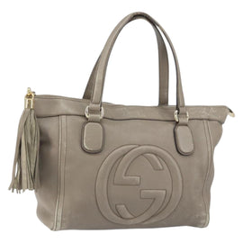 GUCCI Soho Tote Bag Leather Gray Gold 282307 Auth ep12345