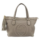 GUCCI Soho Tote Bag Leather Gray Gold 282307 Auth ep12345-13