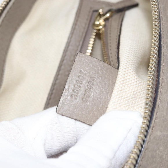 GUCCI Soho Tote Bag Leather Gray Gold 282307 Auth ep12345