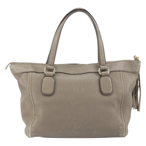 GUCCI Soho Tote Bag Leather Gray Gold 282307 Auth ep12345