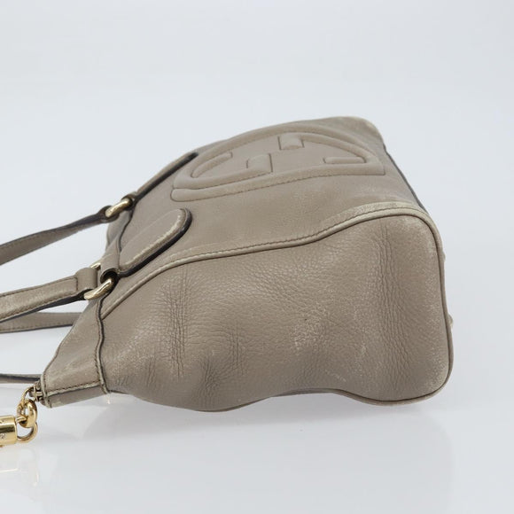 GUCCI Soho Tote Bag Leather Gray Gold 282307 Auth ep12345
