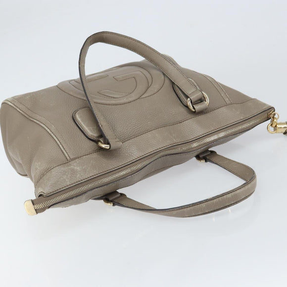 GUCCI Soho Tote Bag Leather Gray Gold 282307 Auth ep12345