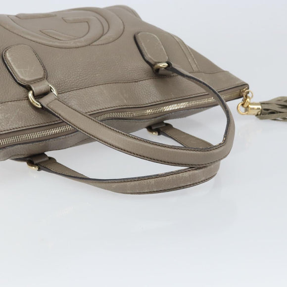 GUCCI Soho Tote Bag Leather Gray Gold 282307 Auth ep12345