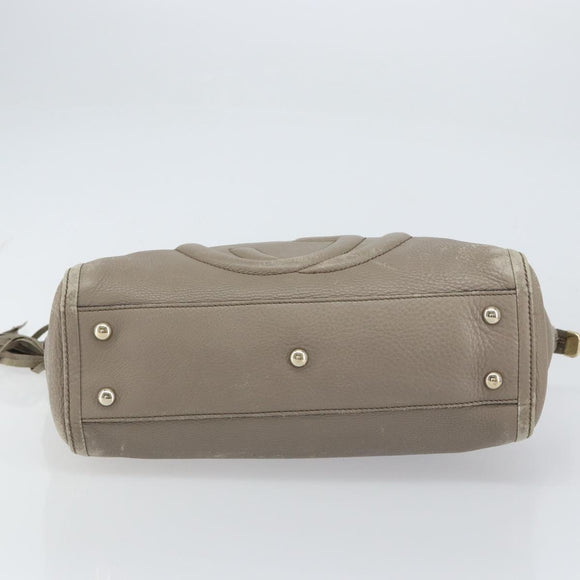 GUCCI Soho Tote Bag Leather Gray Gold 282307 Auth ep12345