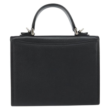 Burberrys Hand Bag Leather 2way Black Gold Auth ep12348 - 0