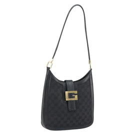 GUCCI GG Canvas Shoulder Bag Black Gold 001 4142 Auth ep12350